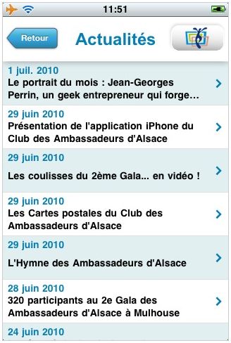 Application iPhone du Club des Ambassadeurs d'Alsace Application iPhone du Club des Ambassadeurs d'Alsace